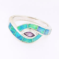 Opal and Amethyst Swirl Ring