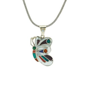 Butterfly Mother of Pearl & Gemstone Pendant