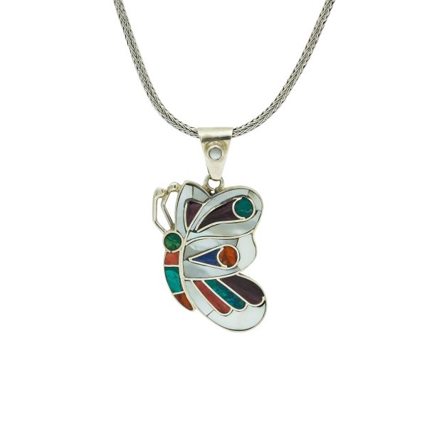 Butterfly Mother of Pearl & Gemstone Pendant