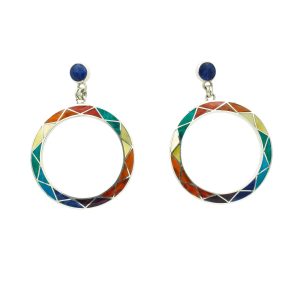 Hoop Earrings with Gemstone Inlay