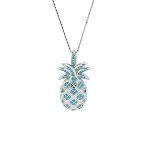 Blue Topaz & Sterling Silver Pineapple Pendant
