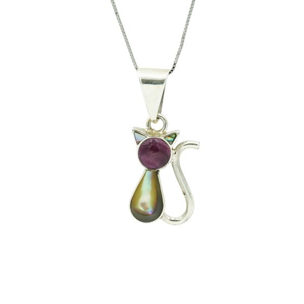 Amethyst & Mother of Pearl Cat Pendant