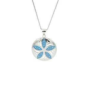 Blue Topaz & Sterling Silver Sand Dollar Necklace