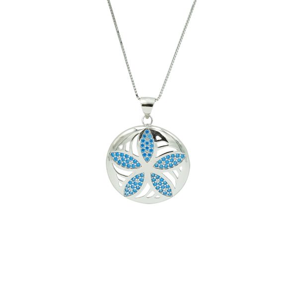 Blue Topaz & Sterling Silver Sand Dollar Necklace