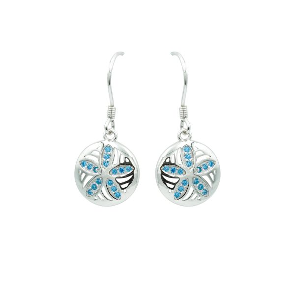 Blue Topaz & Sterling Silver Sand Dollar Earrings