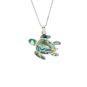 Abalone Shell & Sterling Silver Turtle Pendant
