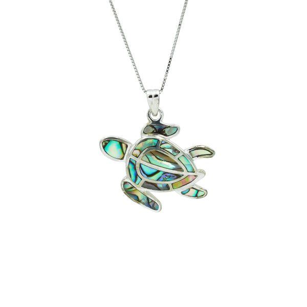 Abalone Shell & Sterling Silver Turtle Pendant