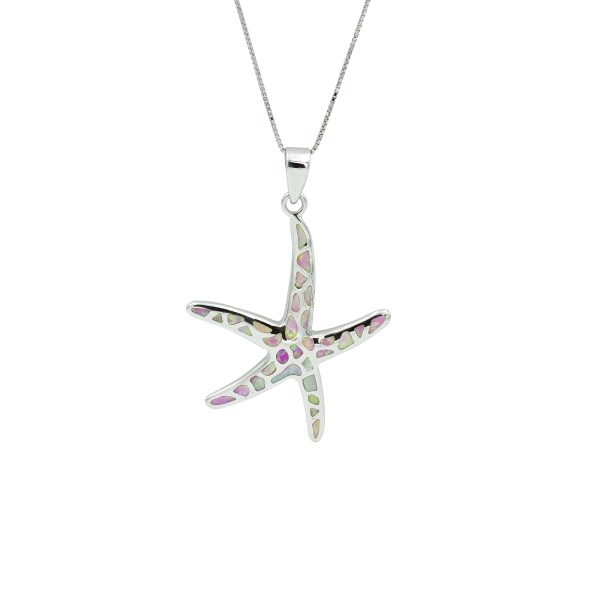 White Opal & Sterling Silver Dancing Starfish (large)