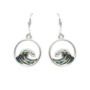 Abalone Shell & Sterling Silver 'Wave in Circle' Earrings