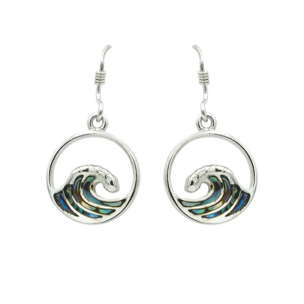 Abalone Shell & Sterling Silver 'Wave in Circle' Earrings