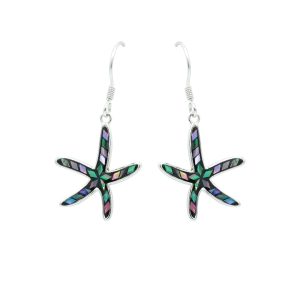Mosaic Abalone & Sterling Silver Starfish Earrings (Hook)