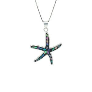 Mosaic Abalone & Sterling Silver Starfish Pendant