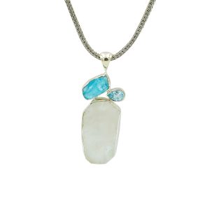 White Quartz & Blue Topaz Pendant