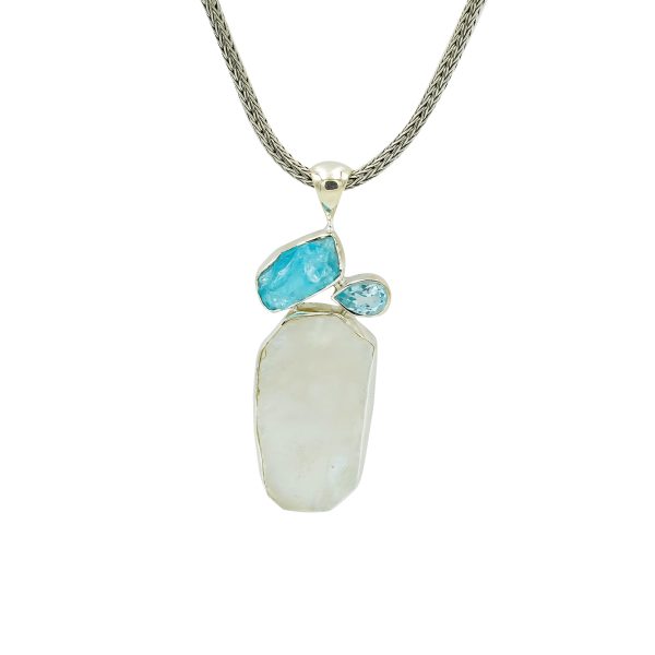 White Quartz & Blue Topaz Pendant