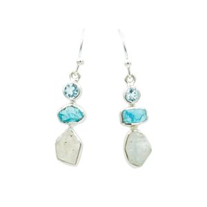 White Quartz & Blue Topaz Earrings