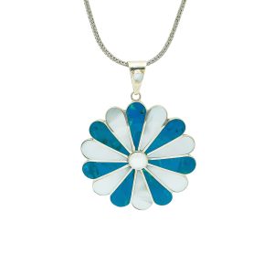 Mother Pearl & Turquoise Flower Pendant