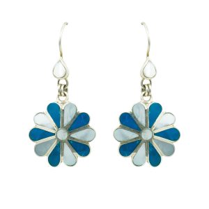 Mother Pearl & Turquoise Flower Earrings