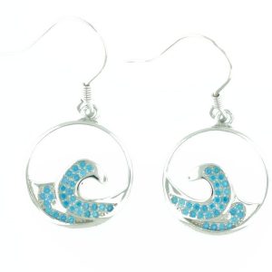 Blue Topaz & Sterling Silver Wave Earrings (Hook)