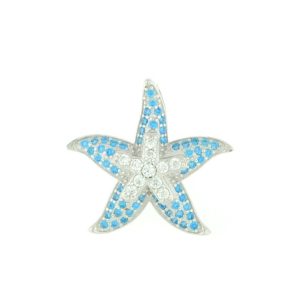 Blue Topaz Starfish & Sterling Silver Necklace (Large)