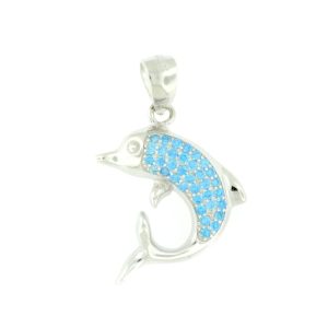 Blue Topaz & Sterling Silver Dolphin Necklace