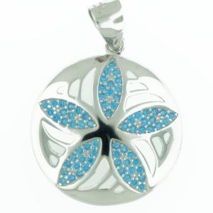 Blue Topaz & Sterling Silver Sand Dollar Necklace (Large)