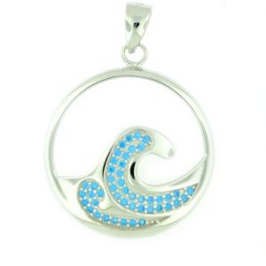 Blue Topaz & Sterling Silver Wave Necklace (Large)