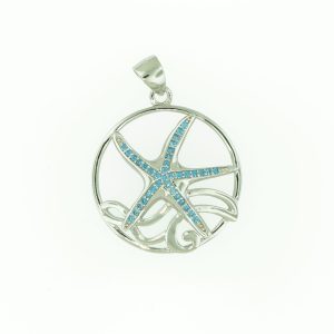 Blue Topaz & Sterling Silver Starfish Wave Necklace