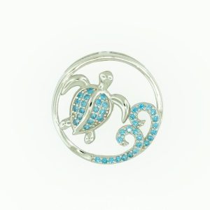 Blue Topaz & Sterling Silver Round Turtle Necklace