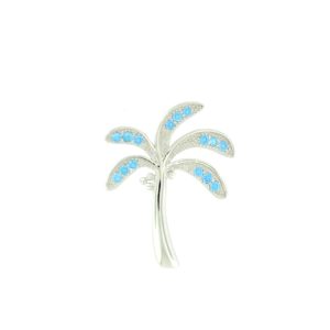 Blue Topaz & Sterlng Silver Palm Tree Necklace (Small)