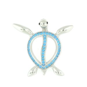 Blue Topaz & Sterling Silver Peace Turtle