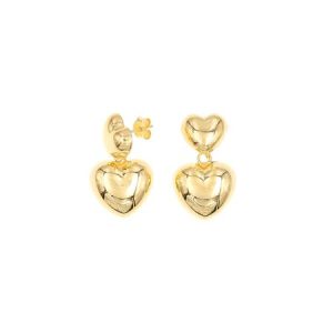 Sterling Silver Gold Overlay Heart Earrings (Posts)