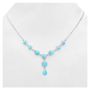 .925 Sterling Silver Larimar Teardrop Necklace