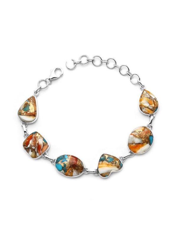 .925 Sterling Silver & Oyster Turquoise Bracelet
