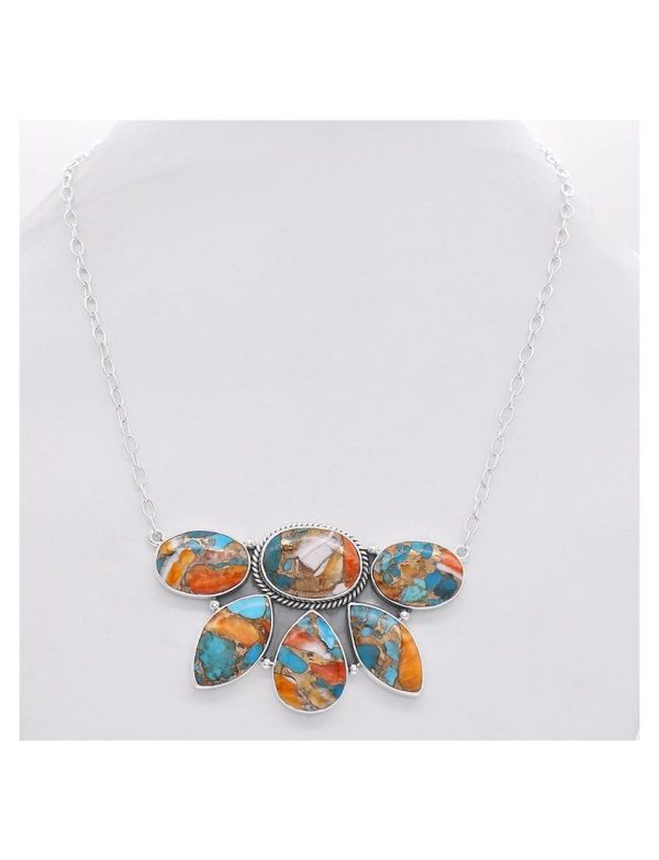 .925 Sterling Silver Oyster Turquoise Necklace