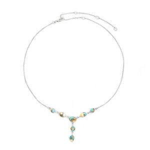 .925 Sterling Silver Necklace with Oyster Turquoise Drops (Small)