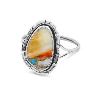 .925 Sterling Silver & Oyster Turquoise Ring Size 9