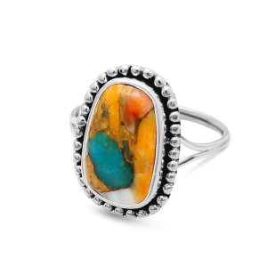 Oyster Turquoise Ring Oval Shape Size 5