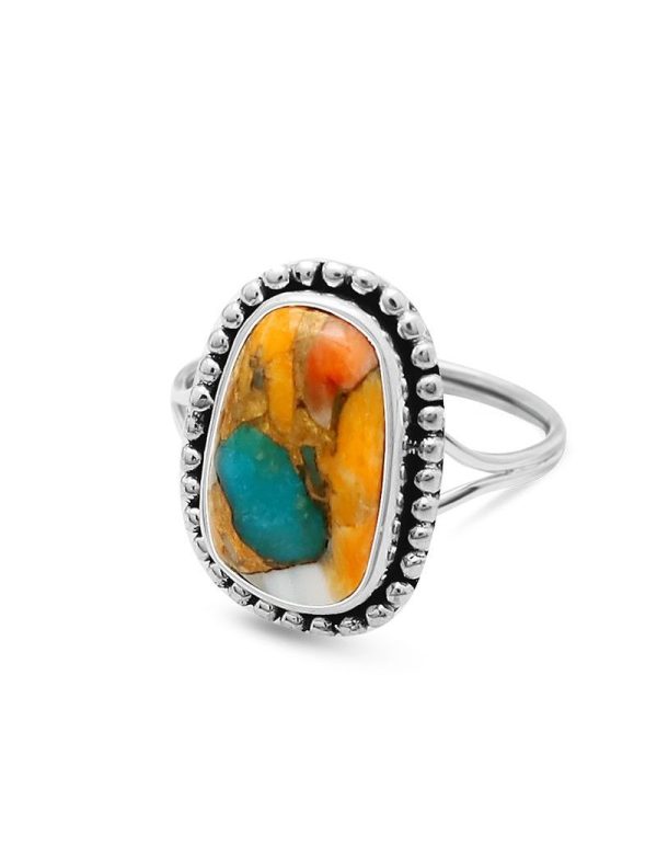 Oyster Turquoise Ring Oval Shape Size 5
