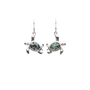 Sterling Silver & Abalone Shell Turtle Earrings