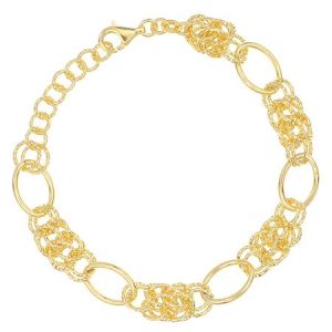 Sterling Silver and Diamond Cut Gold Overlay Weave Bracelet