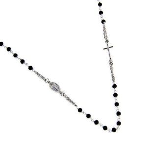 Sterling Silver and Black Onyx Rosay Necklace