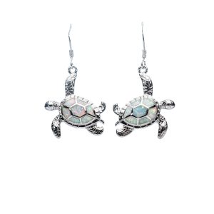 Sterling Silver & White Opal Earrings (Hook)