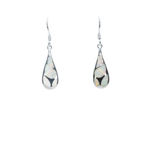 Sterling Silver & White Opal Drop Earrings (Hook)