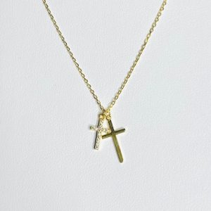 Dainty Sterling Silver Crosses with Gold Overlay