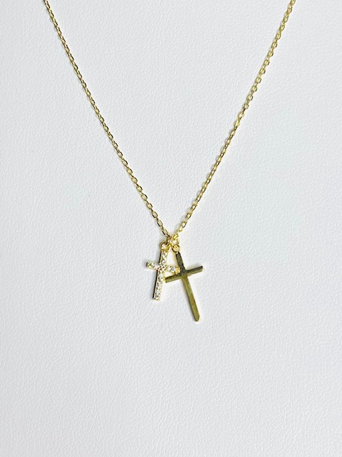 Dainty Sterling Silver Crosses with Gold Overlay